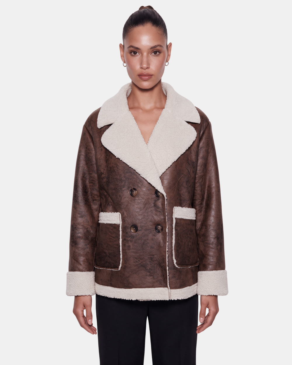 Double Breasted Aviator Jacket Chocolate
