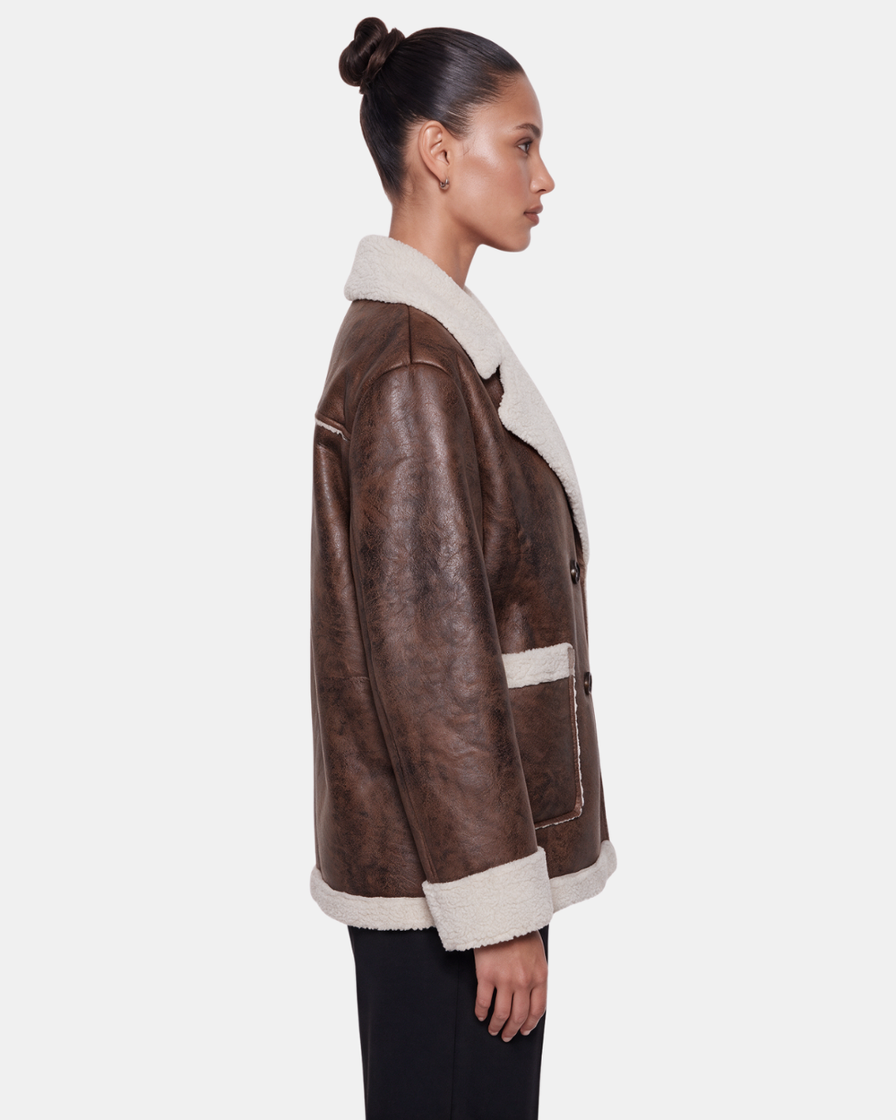 Double Breasted Aviator Jacket Chocolate