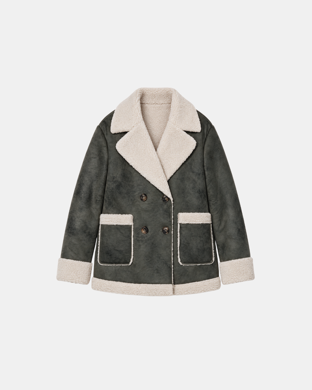 Double Breasted Aviator Jacket Khaki