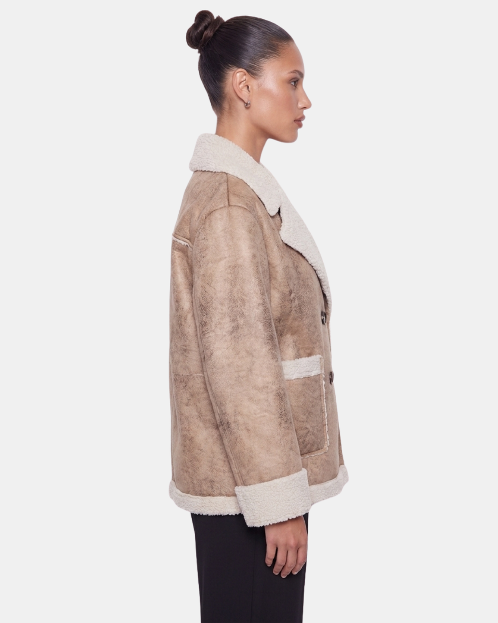 Double Breasted Aviator Jacket Tan
