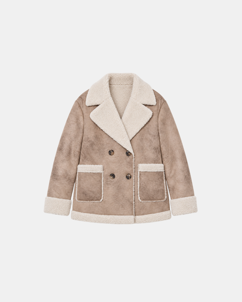 Double Breasted Aviator Jacket Tan