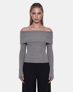 Foldover Ribbed Knit Top