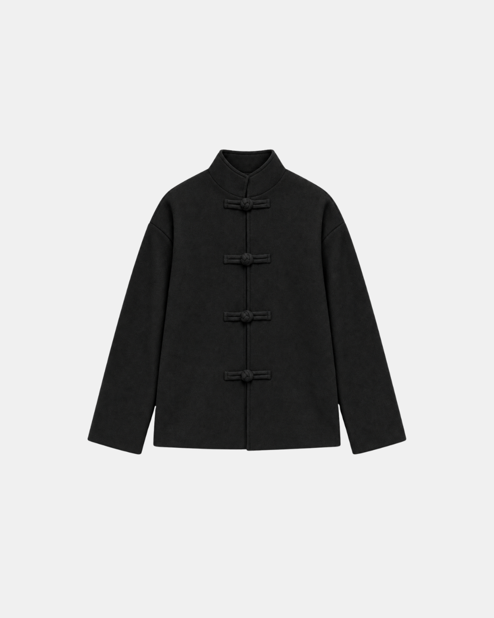 High Neck Toggle Knit Jacket Black