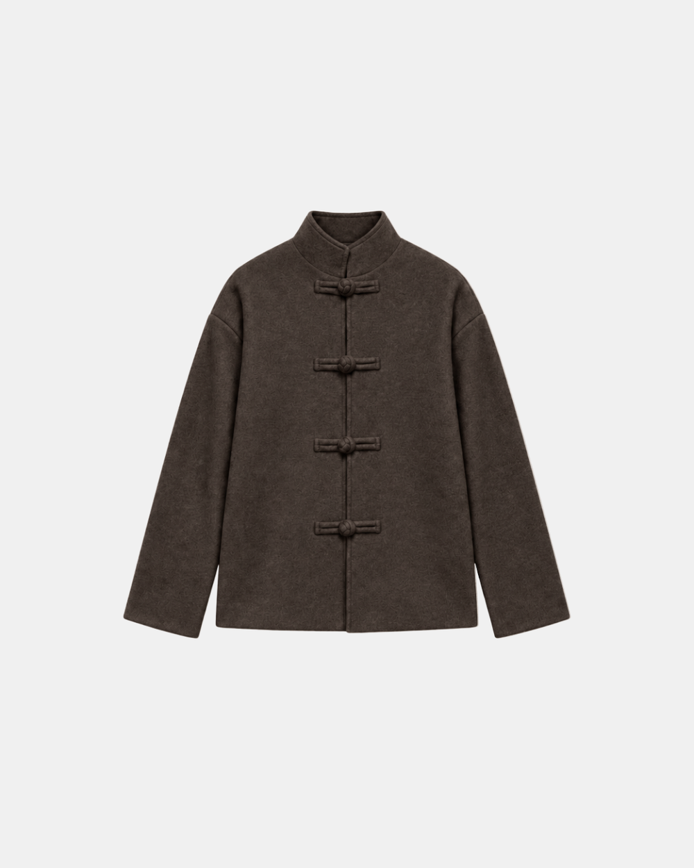  High Neck Toggle Knit Jacket Chocolate