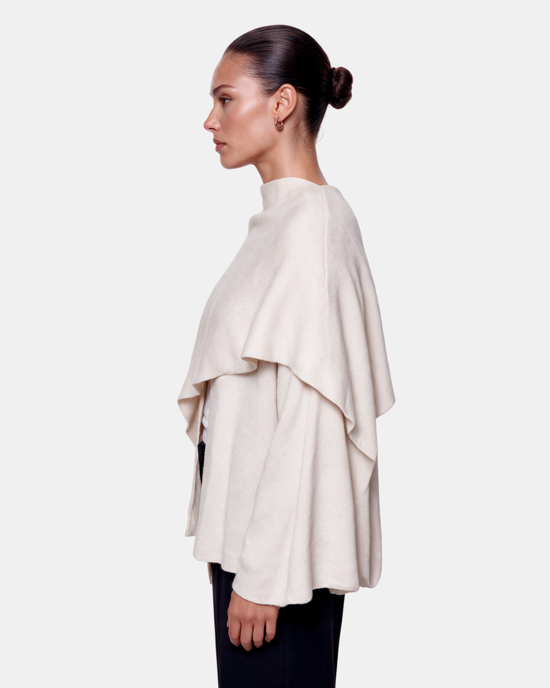 Knitted Cape Jacket Beige