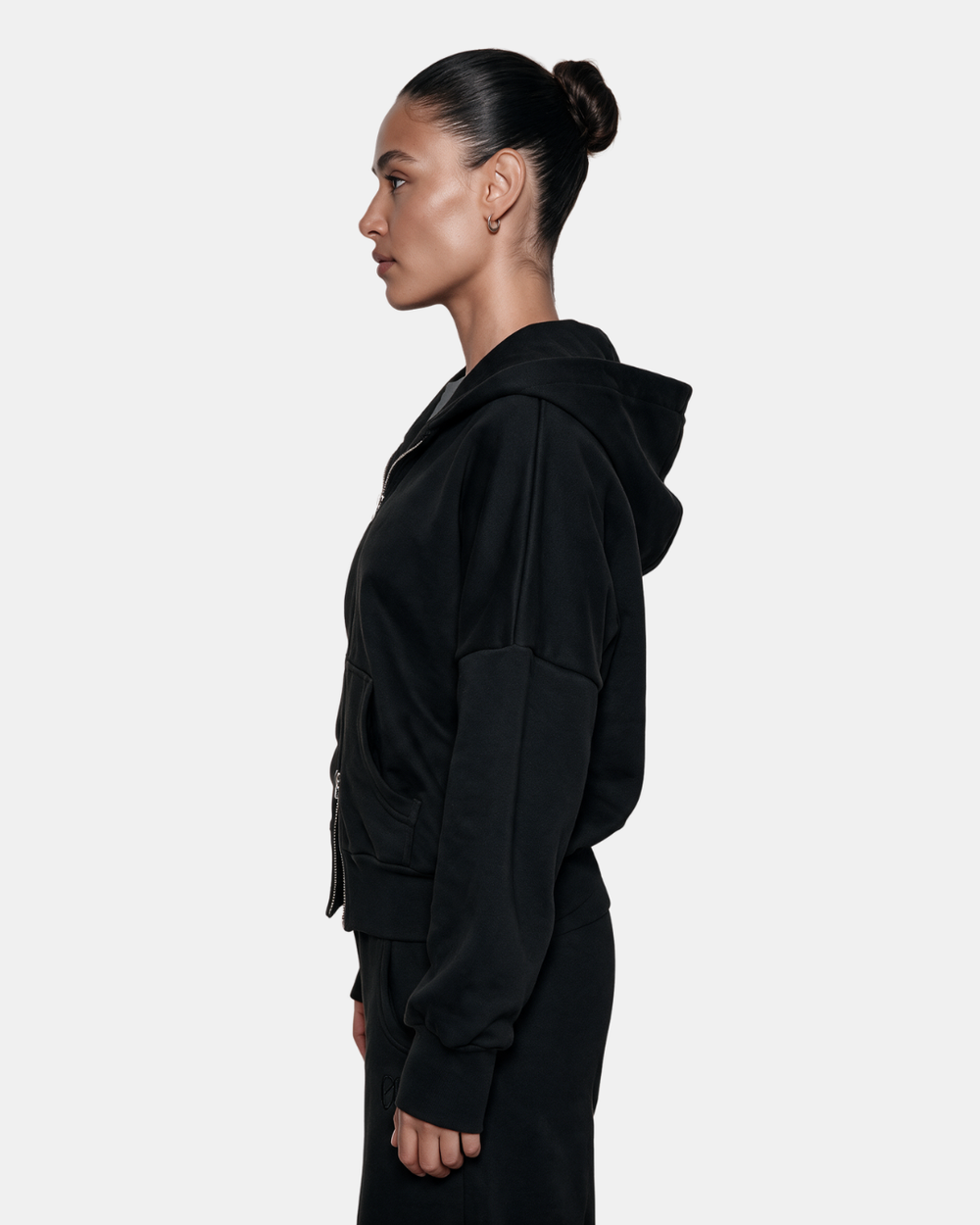 RELAXED DUAL-ZIP HOODIE Black