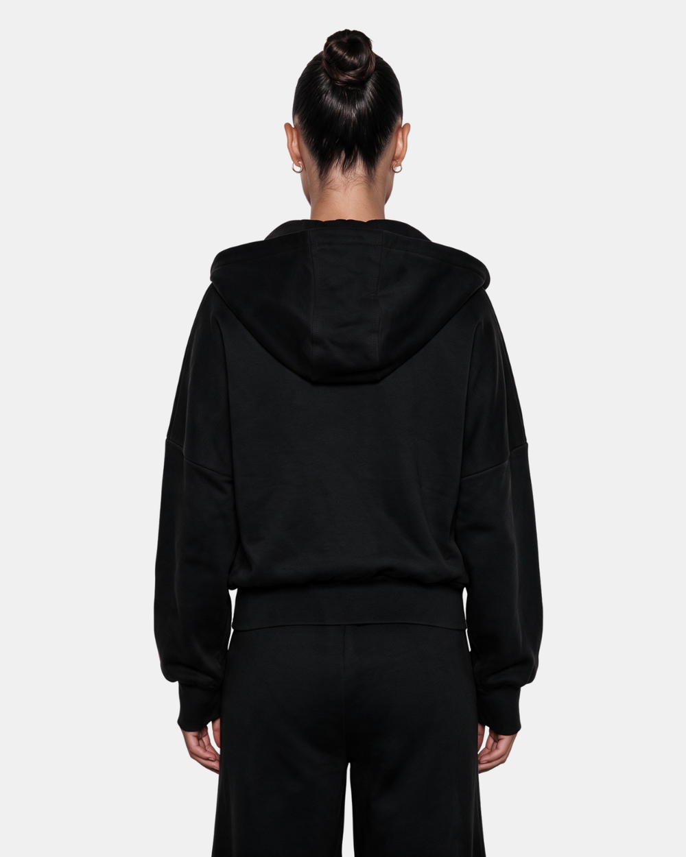 RELAXED DUAL-ZIP HOODIE Black