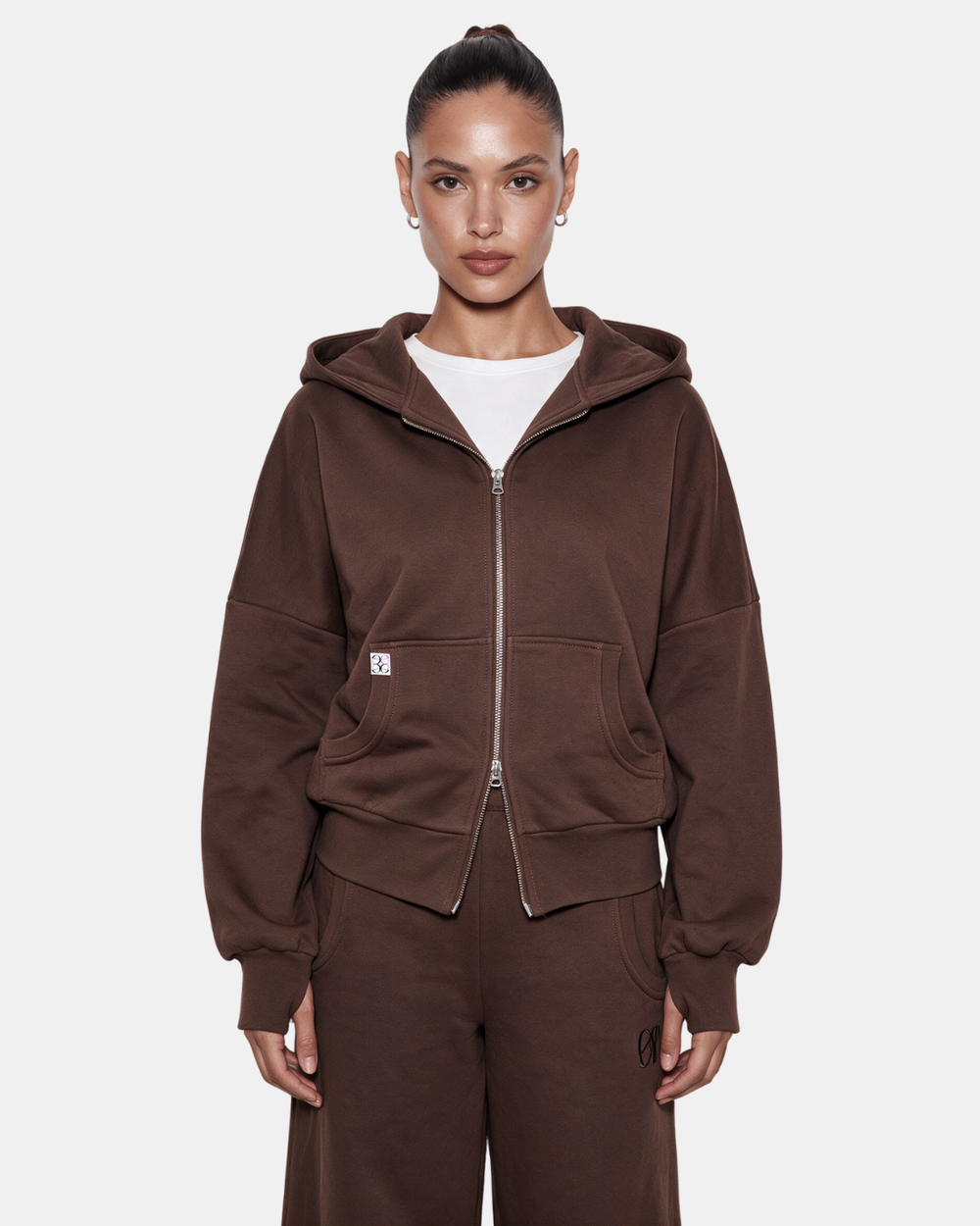 RELAXED DUAL-ZIP HOODIE Chocolate