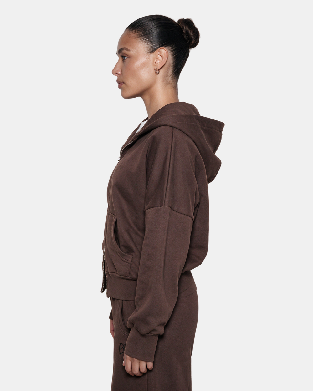 RELAXED DUAL-ZIP HOODIE Chocolate