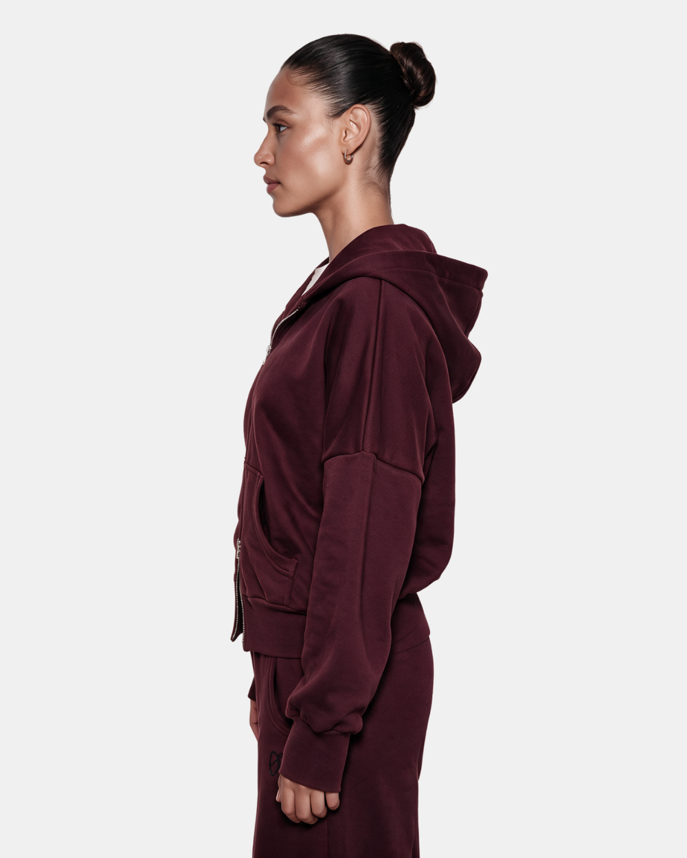 RELAXED DUAL-ZIP HOODIE Wine