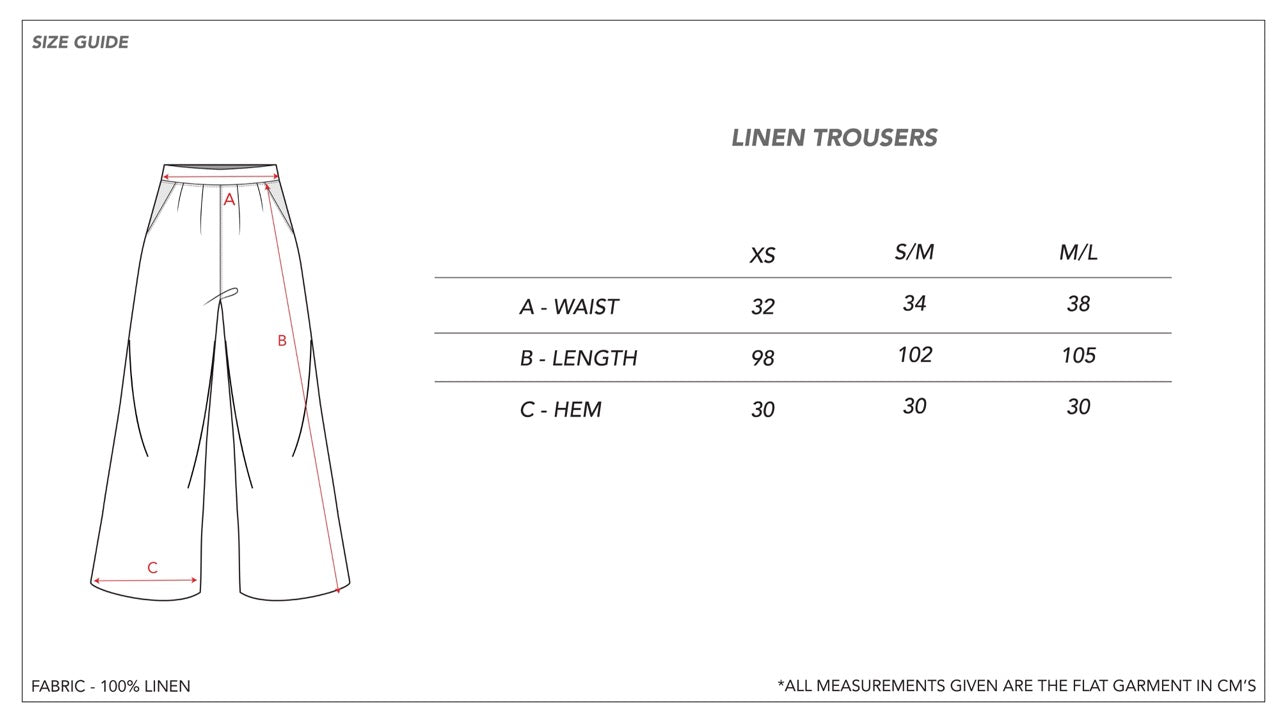 Linen Trousers - Beige size guide
