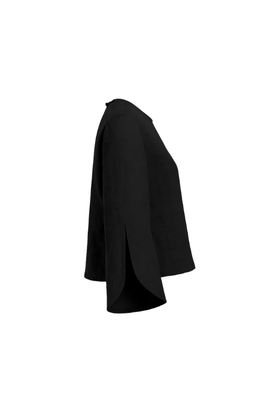 Slit Sleeve Blouse - Black