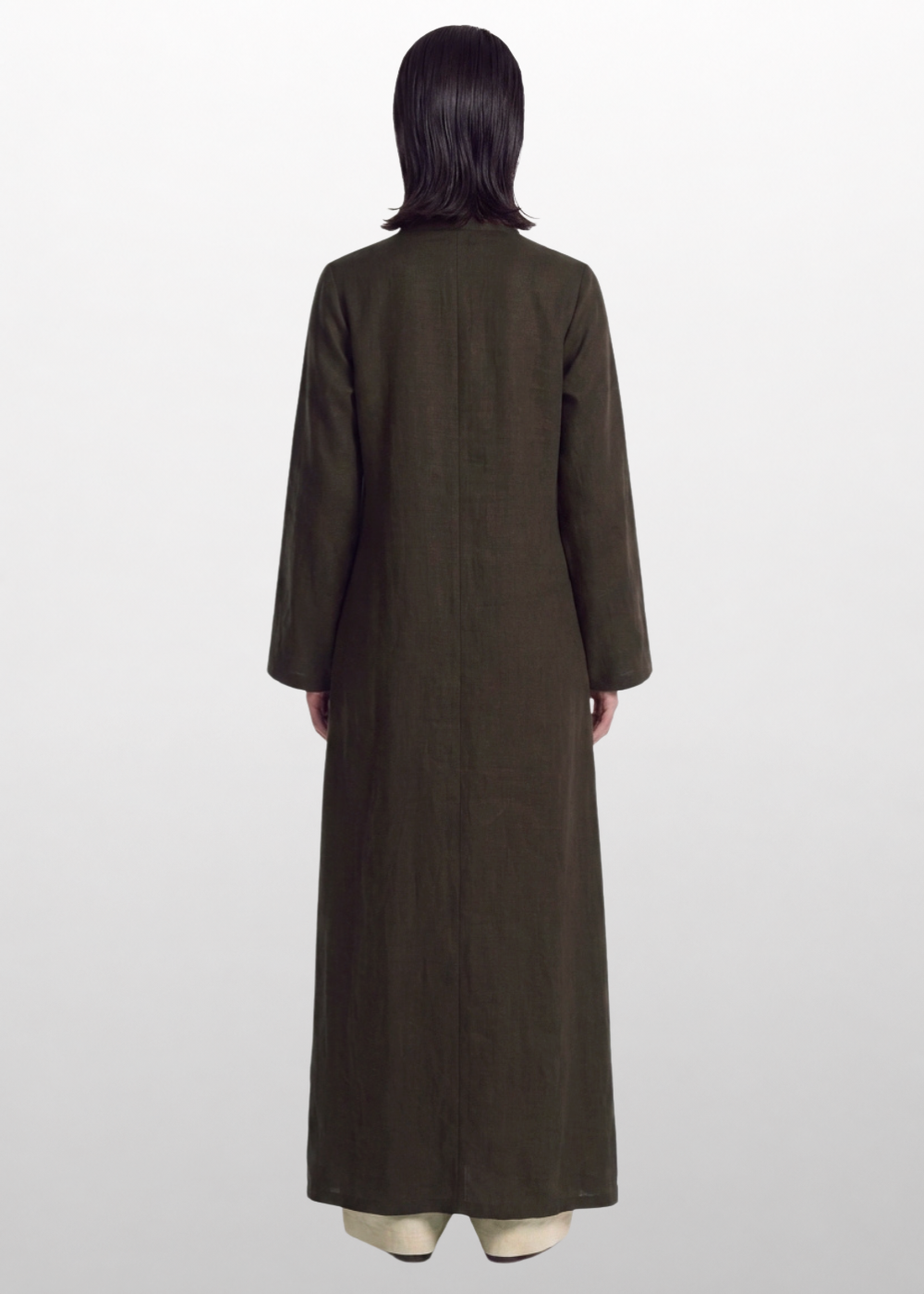 Side Slit Linen Dress -  Chocolate