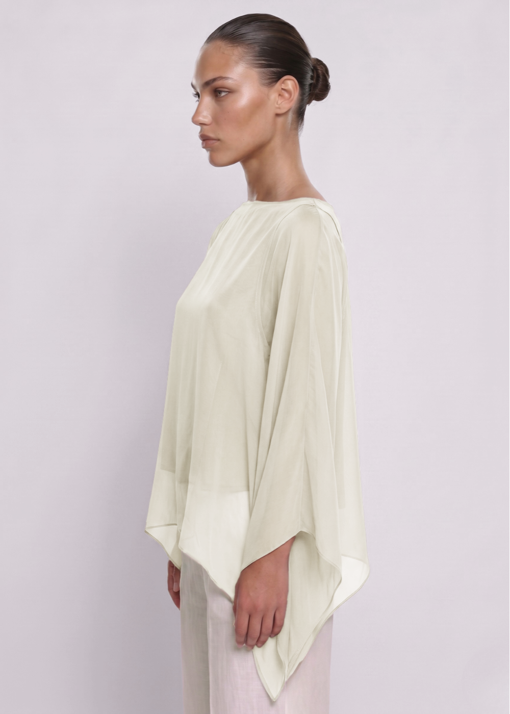 Silk Batwing Blouse Beige