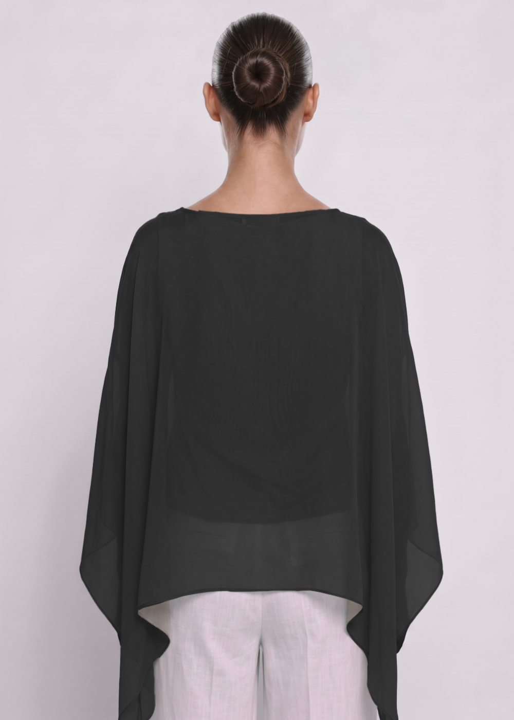 Silk Batwing Blouse Black