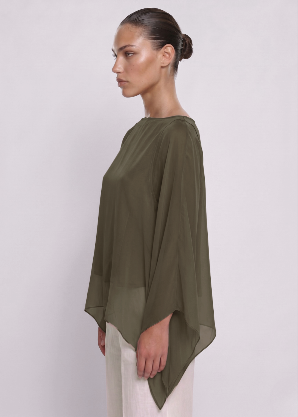 Silk Batwing Blouse Chocolate