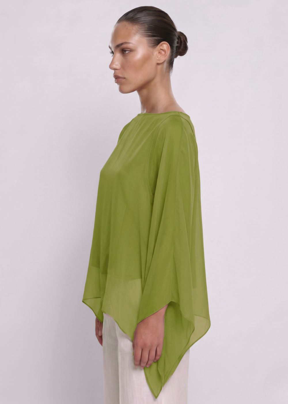 Silk Batwing Blouse Lime