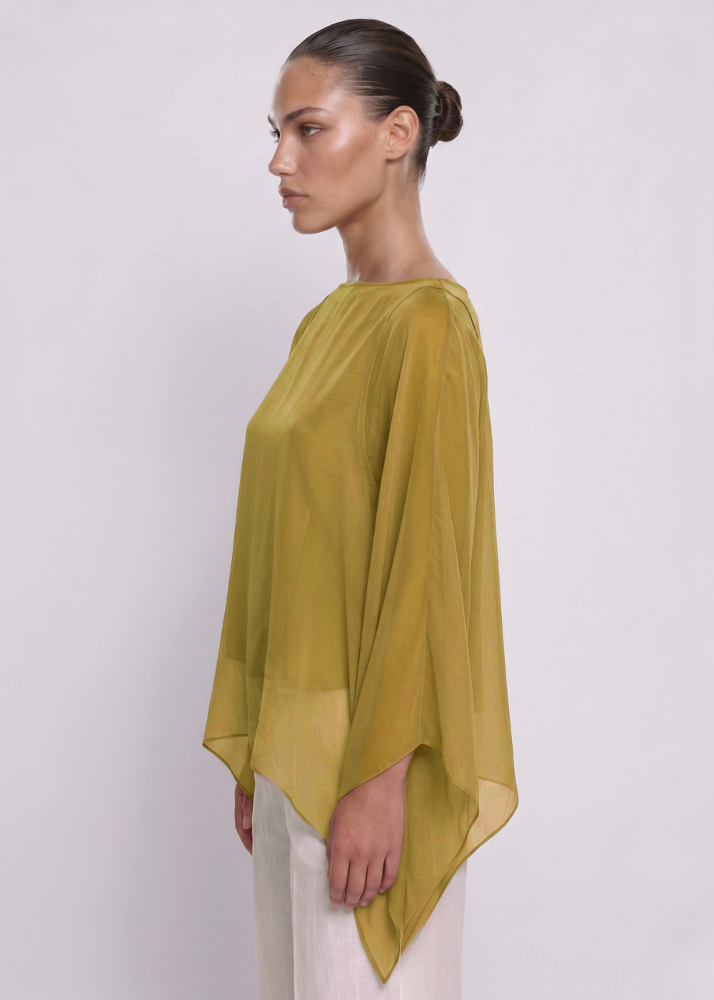 Silk Batwing Blouse Mustard