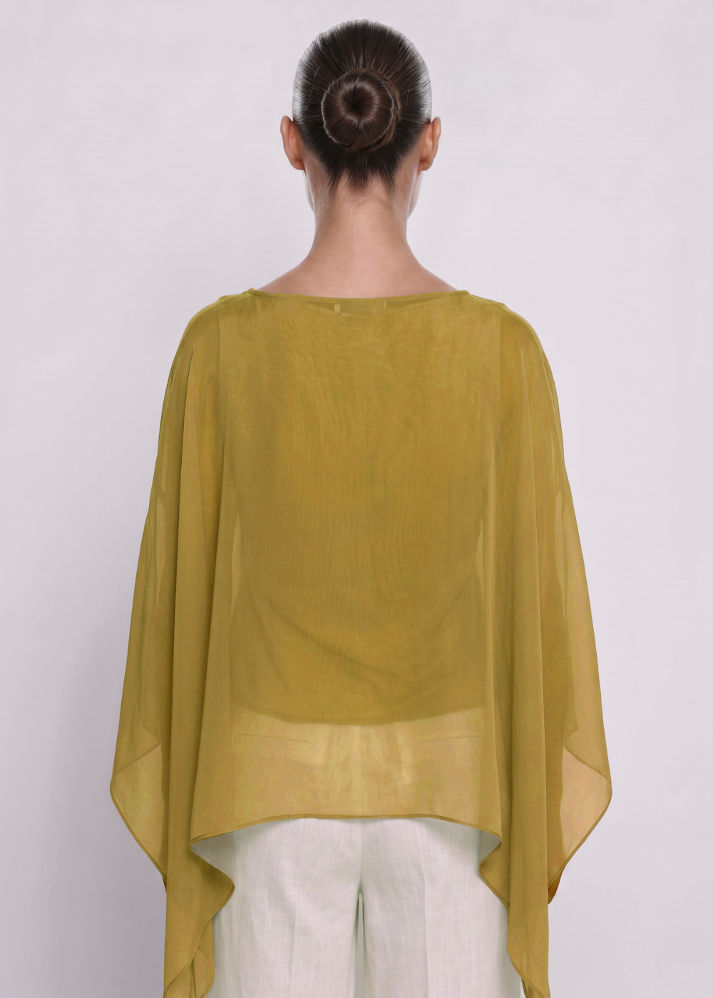 Silk Batwing Blouse Mustard