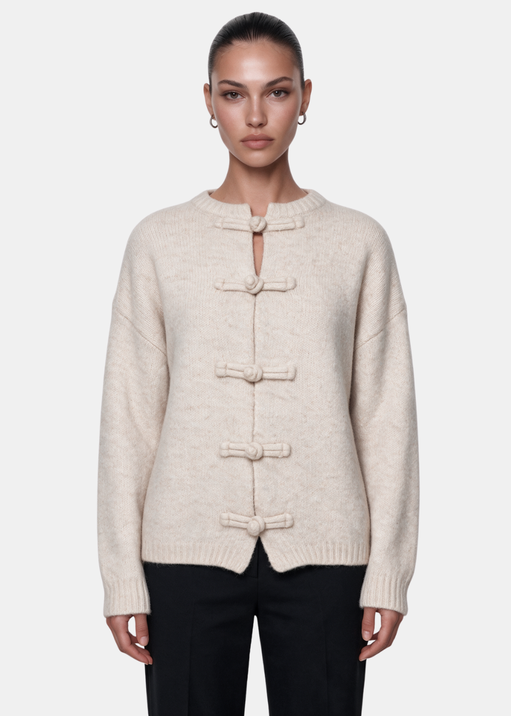Toggle Knit Cardigan Beige