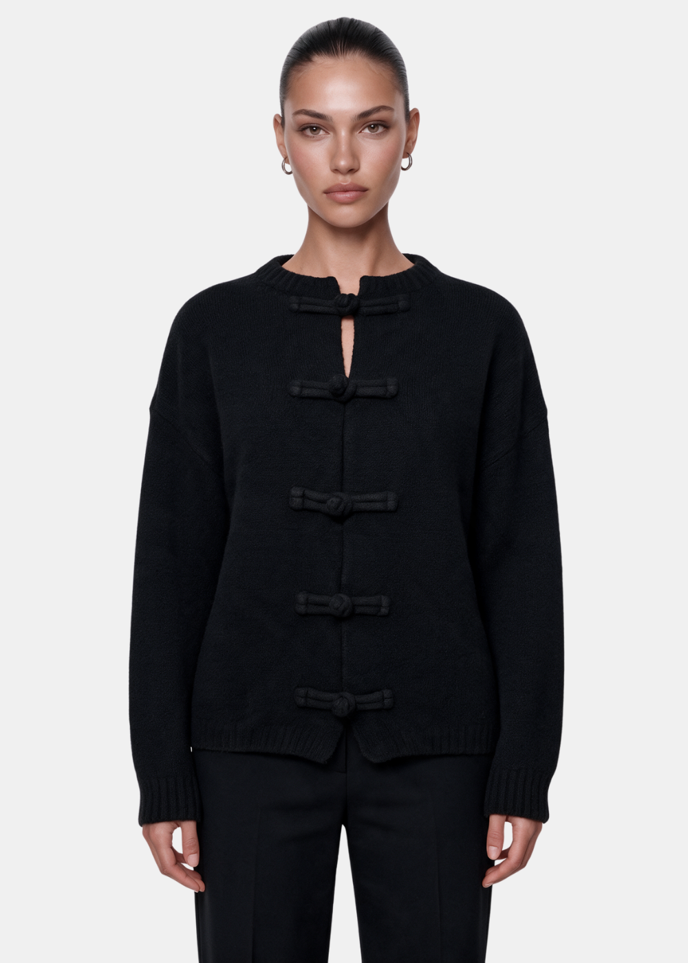 Toggle Knit Cardigan Black