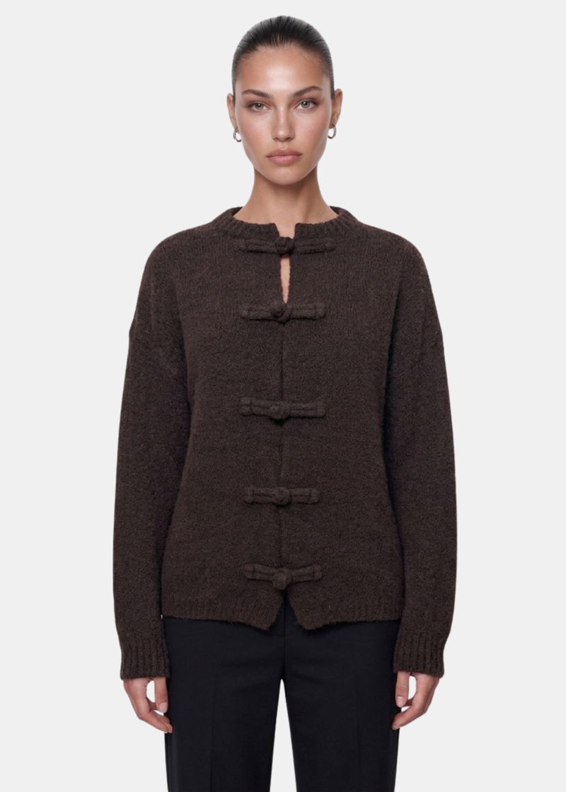 Toggle Knit Cardigan Chocolate