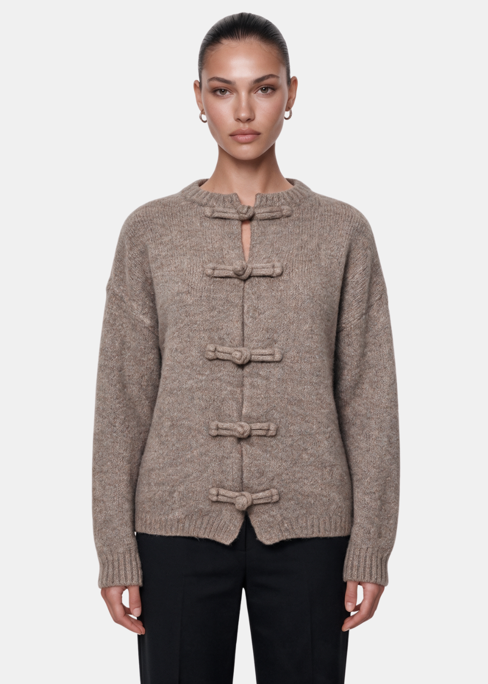 Toggle Knit Cardigan Taupe
