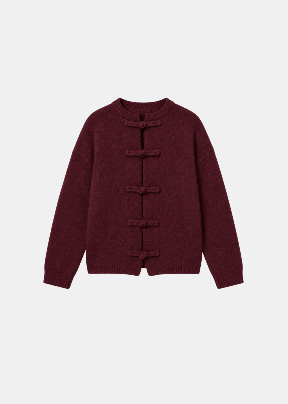 Toggle Knit Cardigan Wine