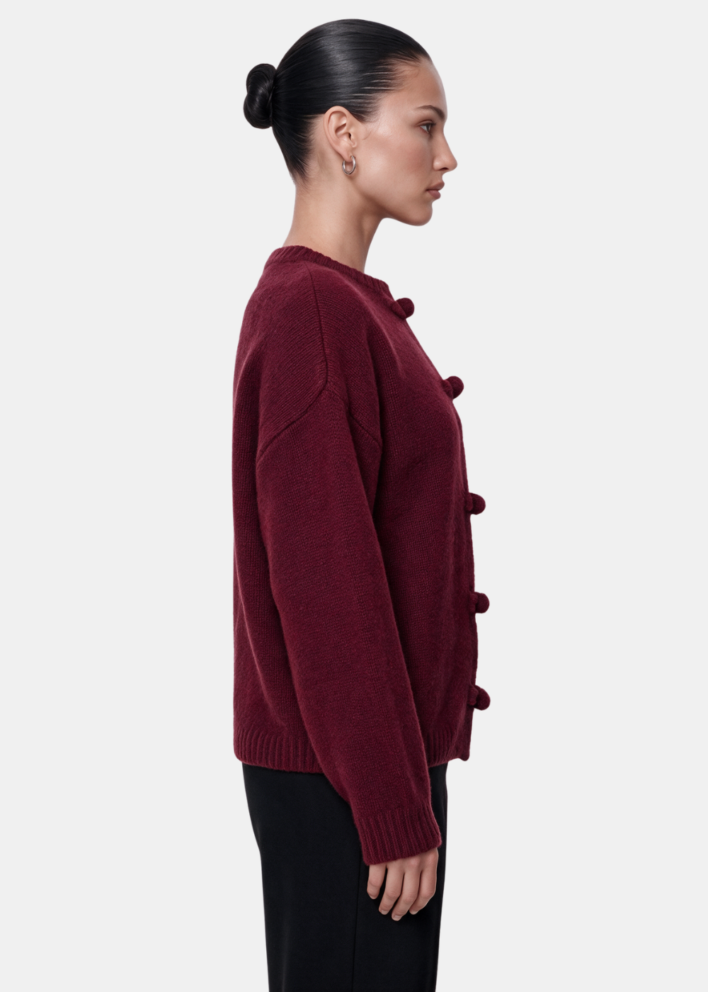 Toggle Knit Cardigan Wine