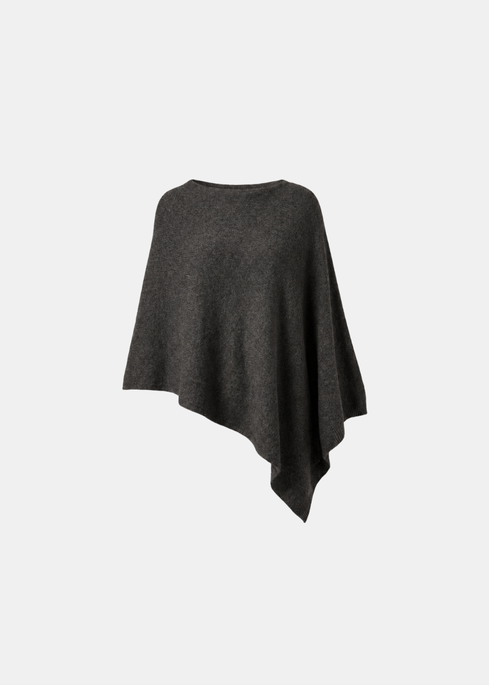 Asymmetrical Knitted Cape Poncho Ash Brown