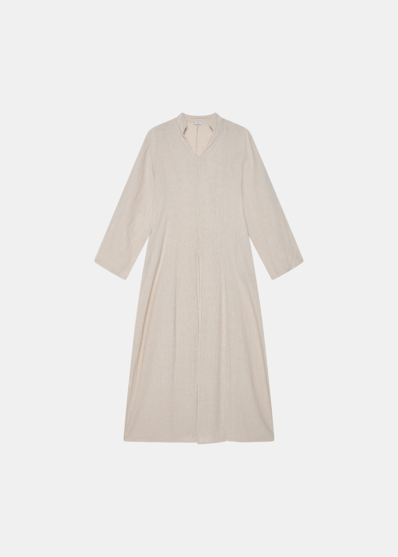 Linen Slit Dress - Beige