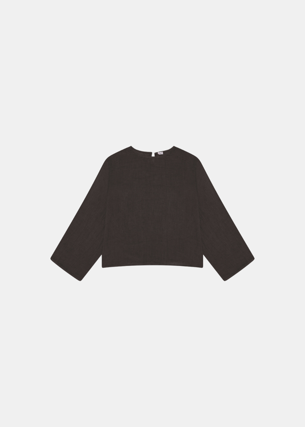 Slit Sleeve Blouse - Chocolate