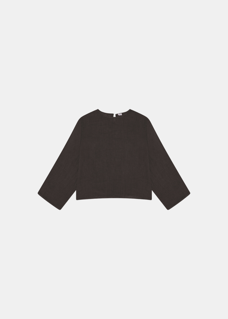 Slit Sleeve Blouse - Chocolate