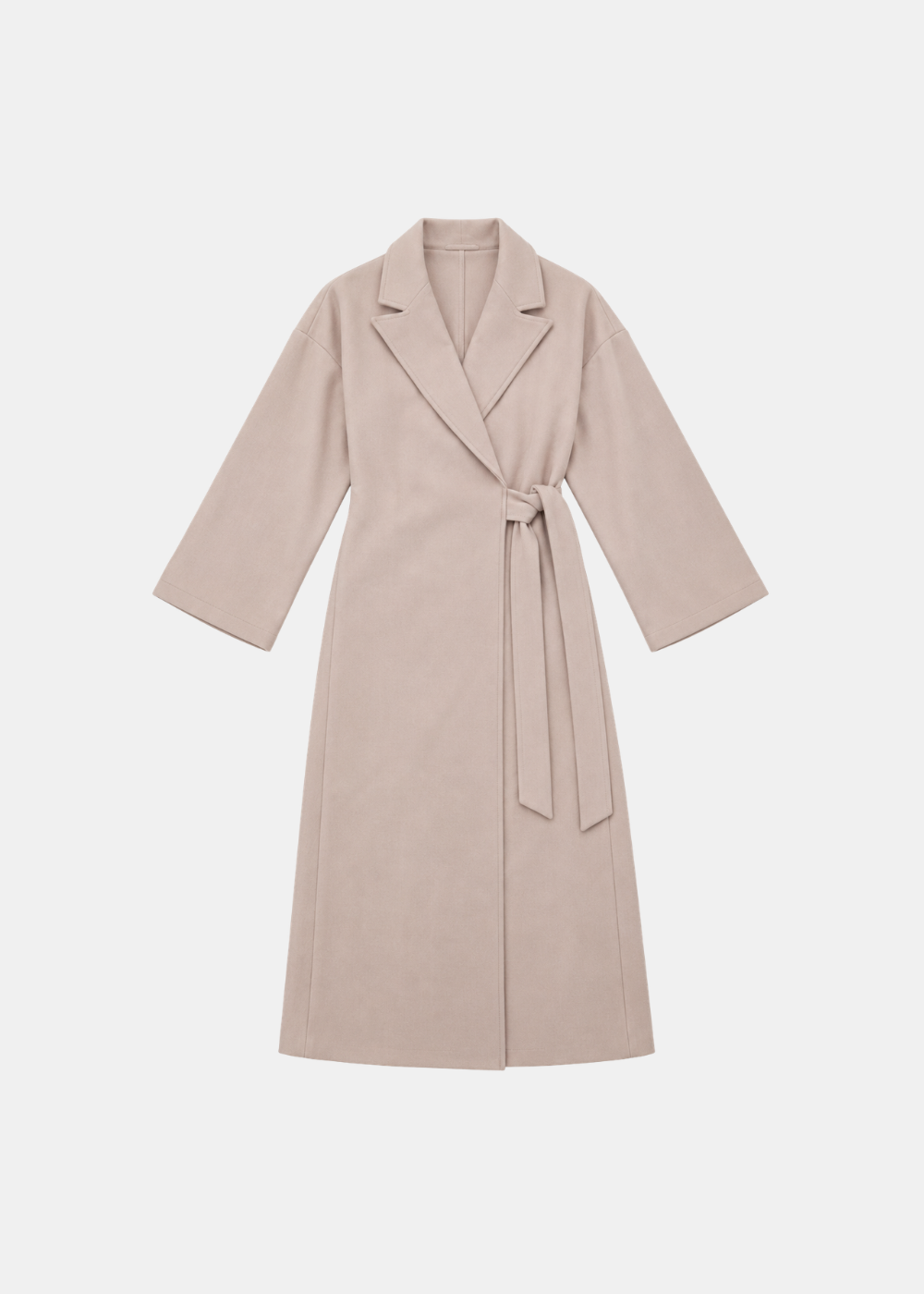 Wide Sleeve Belted Maxi Coat Beige