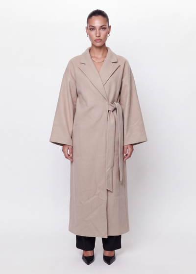 Wide Sleeve Belted Maxi Coat