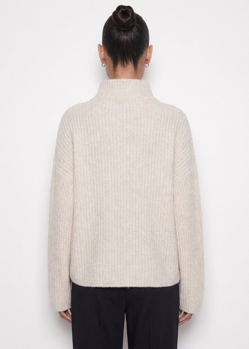 Wool Blend Zip Jacket Beige