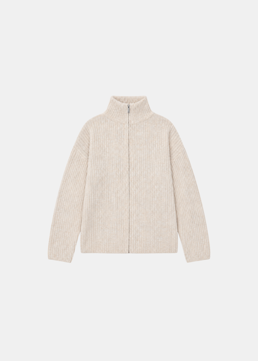 Wool Blend Zip Jacket Beige