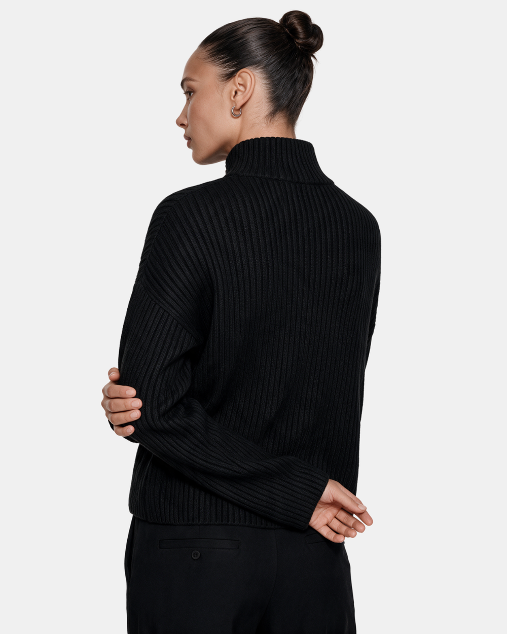 Wool Blend Zip Jacket Black
