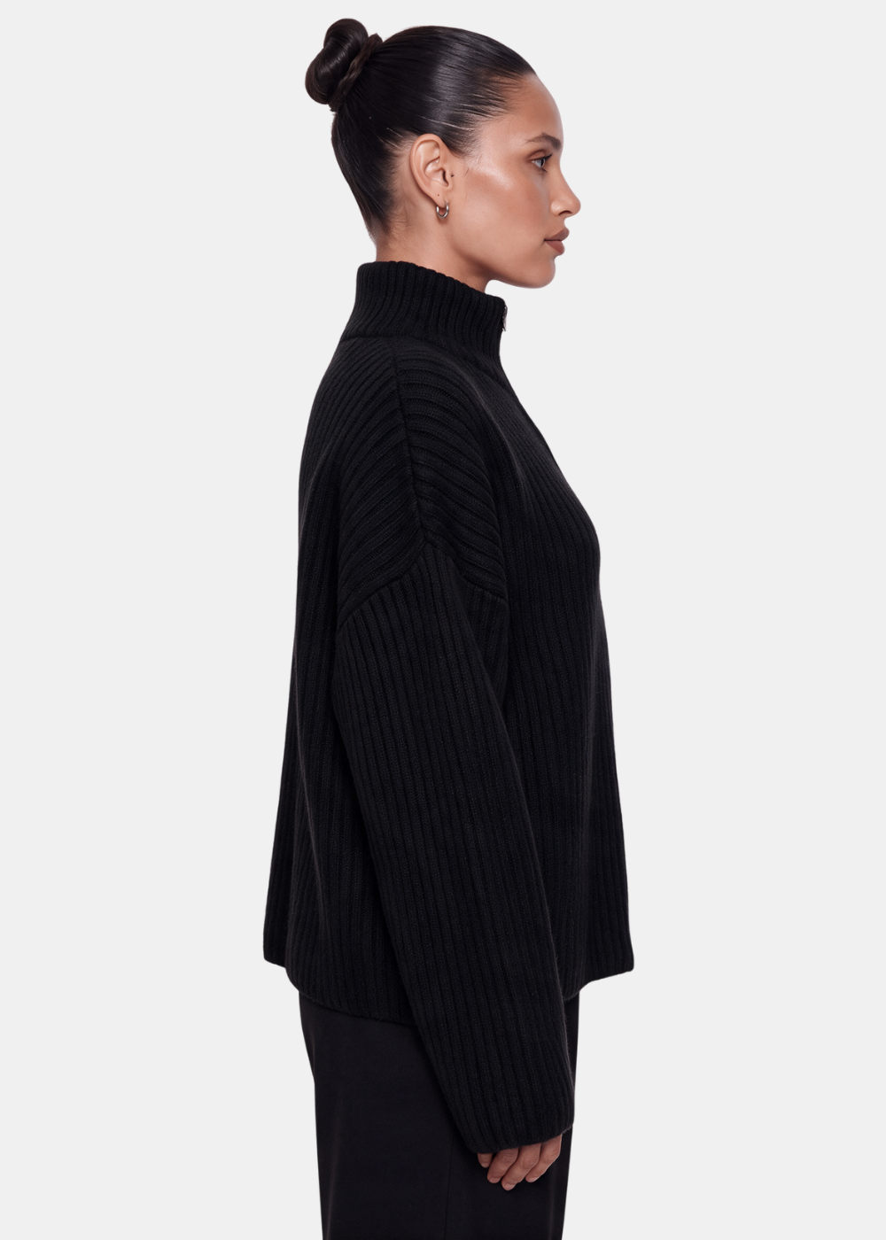 Wool Blend Zip Jacket Black