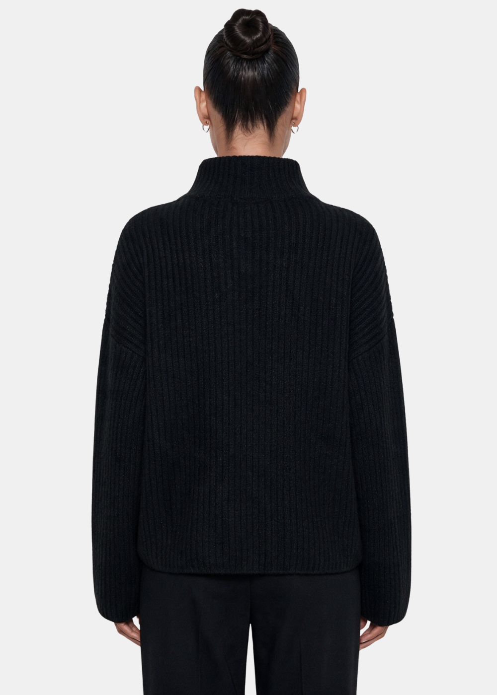 Wool Blend Zip Jacket Black