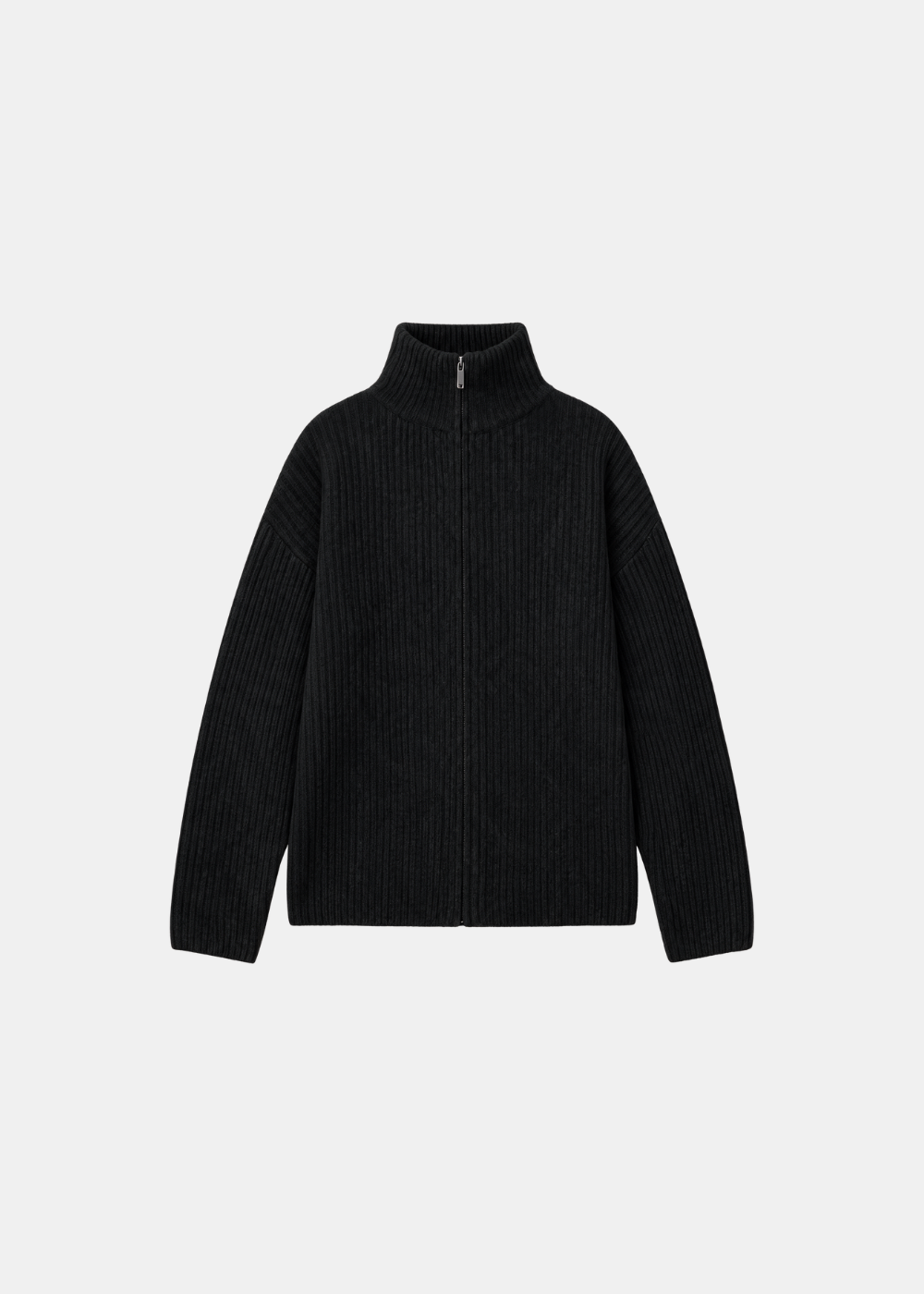 Wool Blend Zip Jacket Black