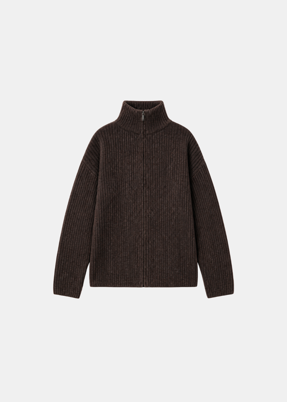 Wool Blend Zip Jacket Chocolate