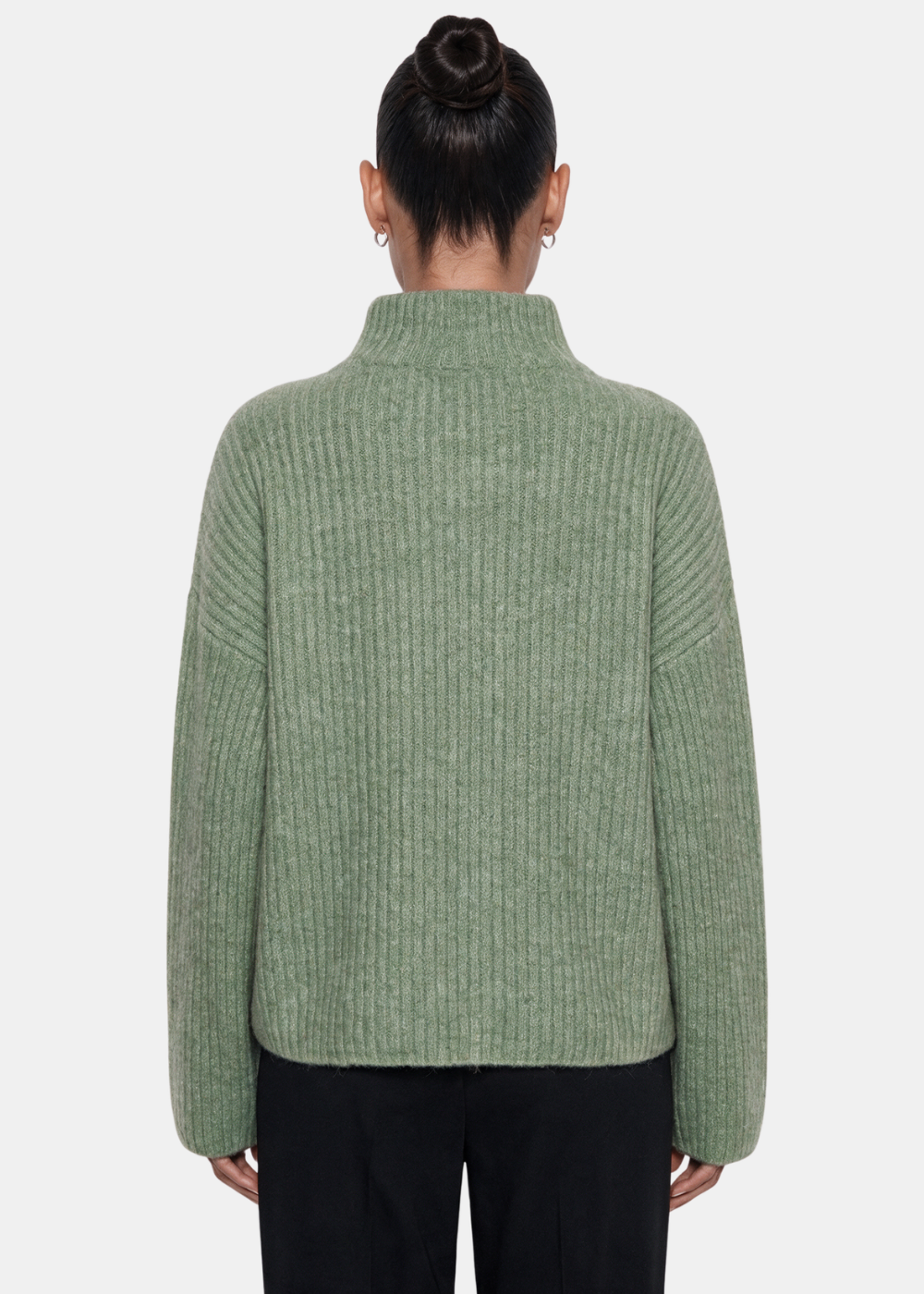 Wool Blend Zip Jacket Khaki