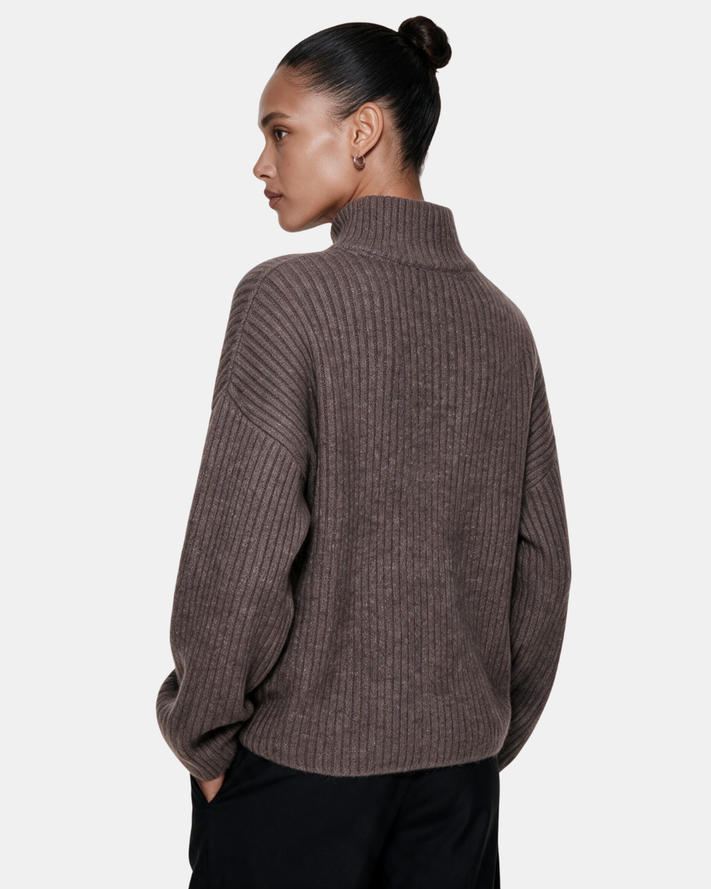 Wool Blend Zip Jacket Taupe