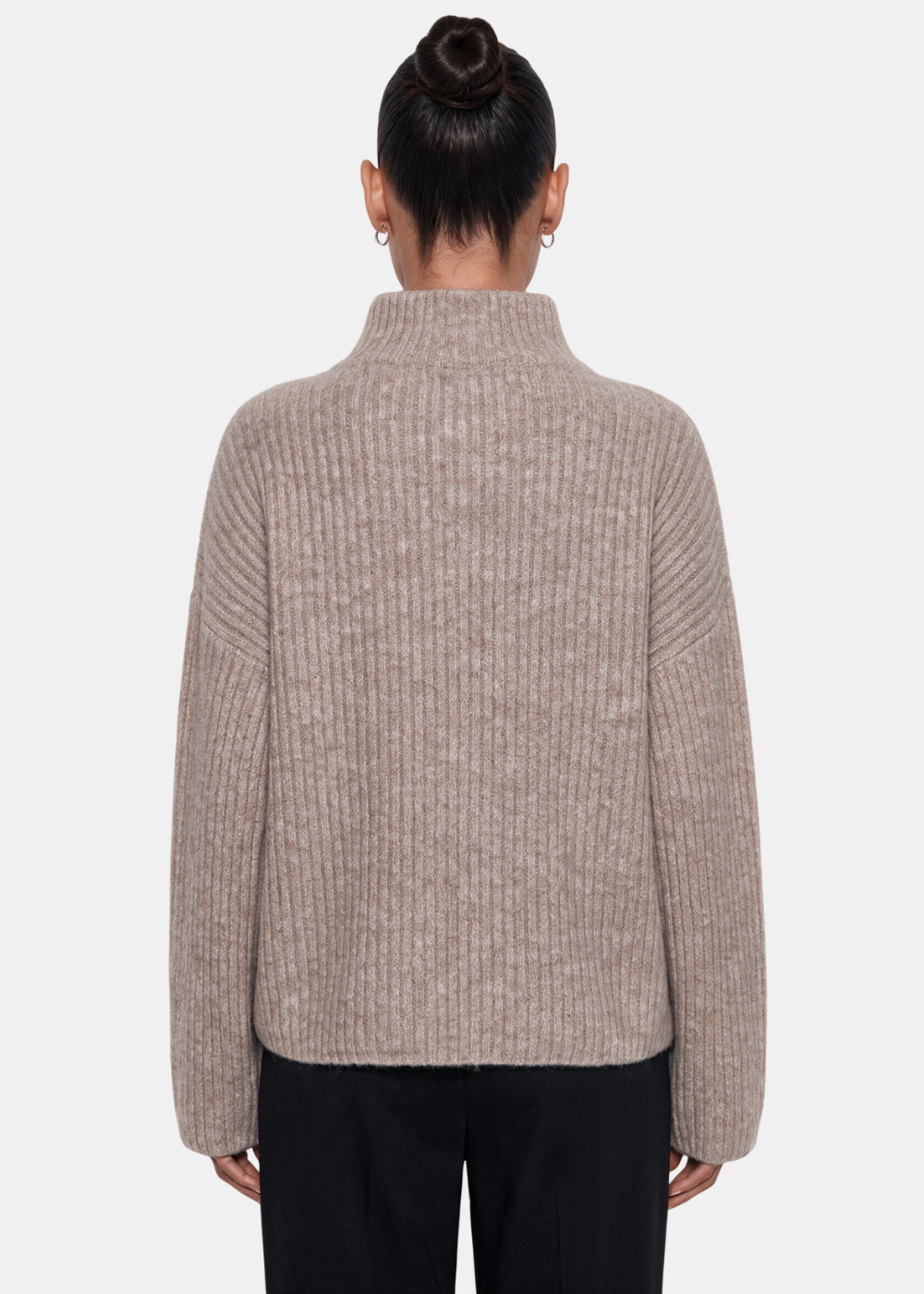 Wool Blend Zip Jacket Taupe