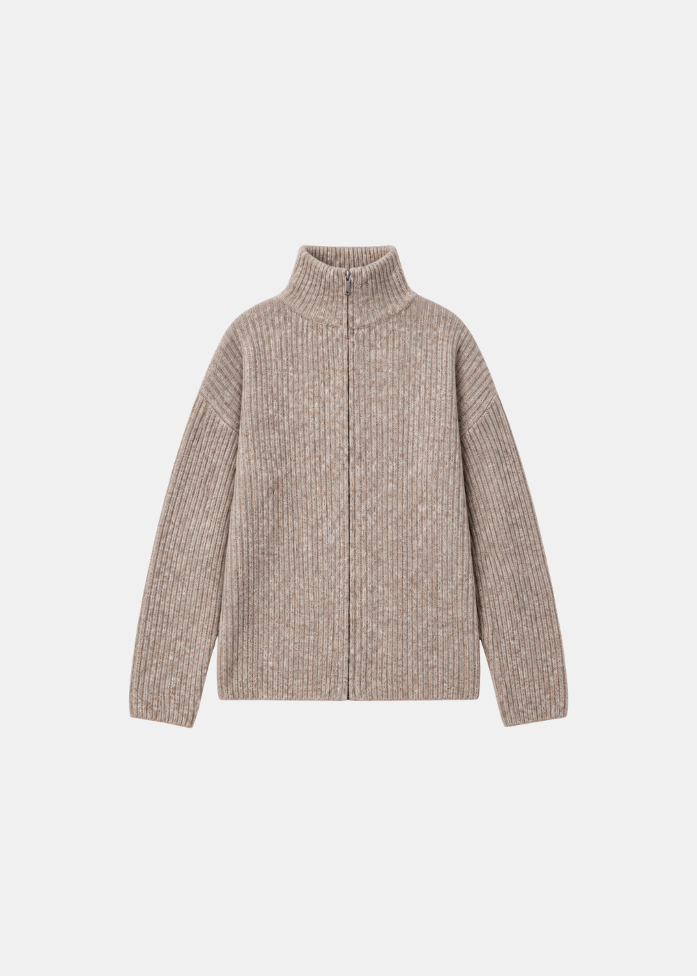 Wool Blend Zip Jacket Taupe