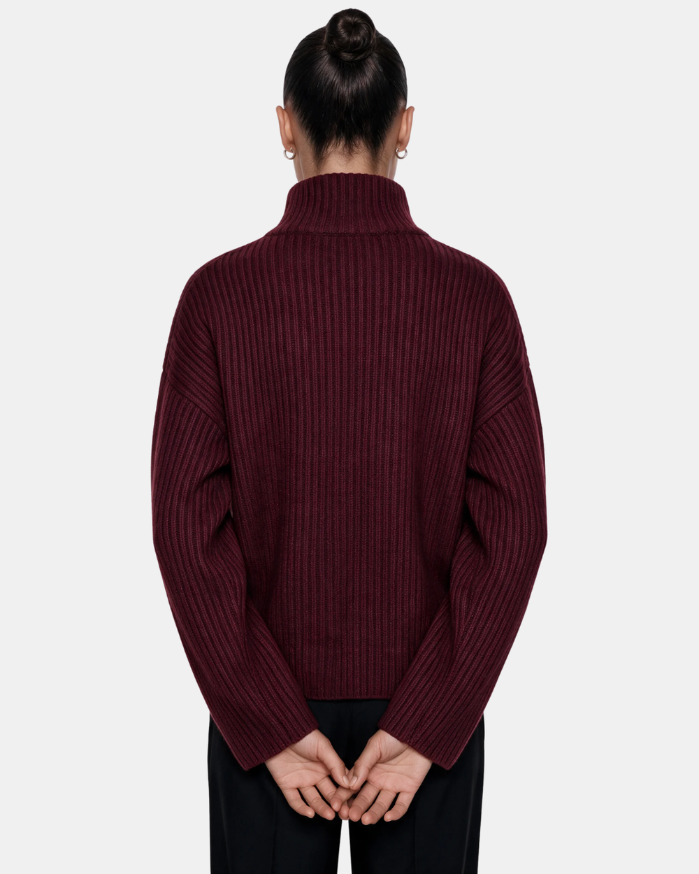 Wool Blend Zip Jacket Wine