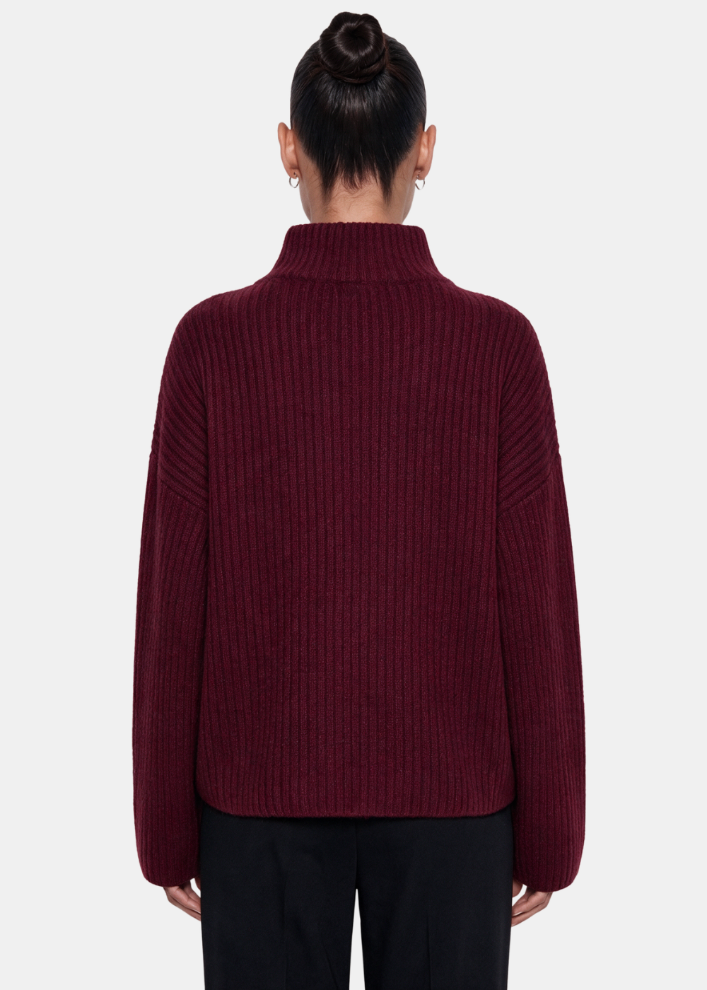 Wool Blend Zip Jacket Wine
