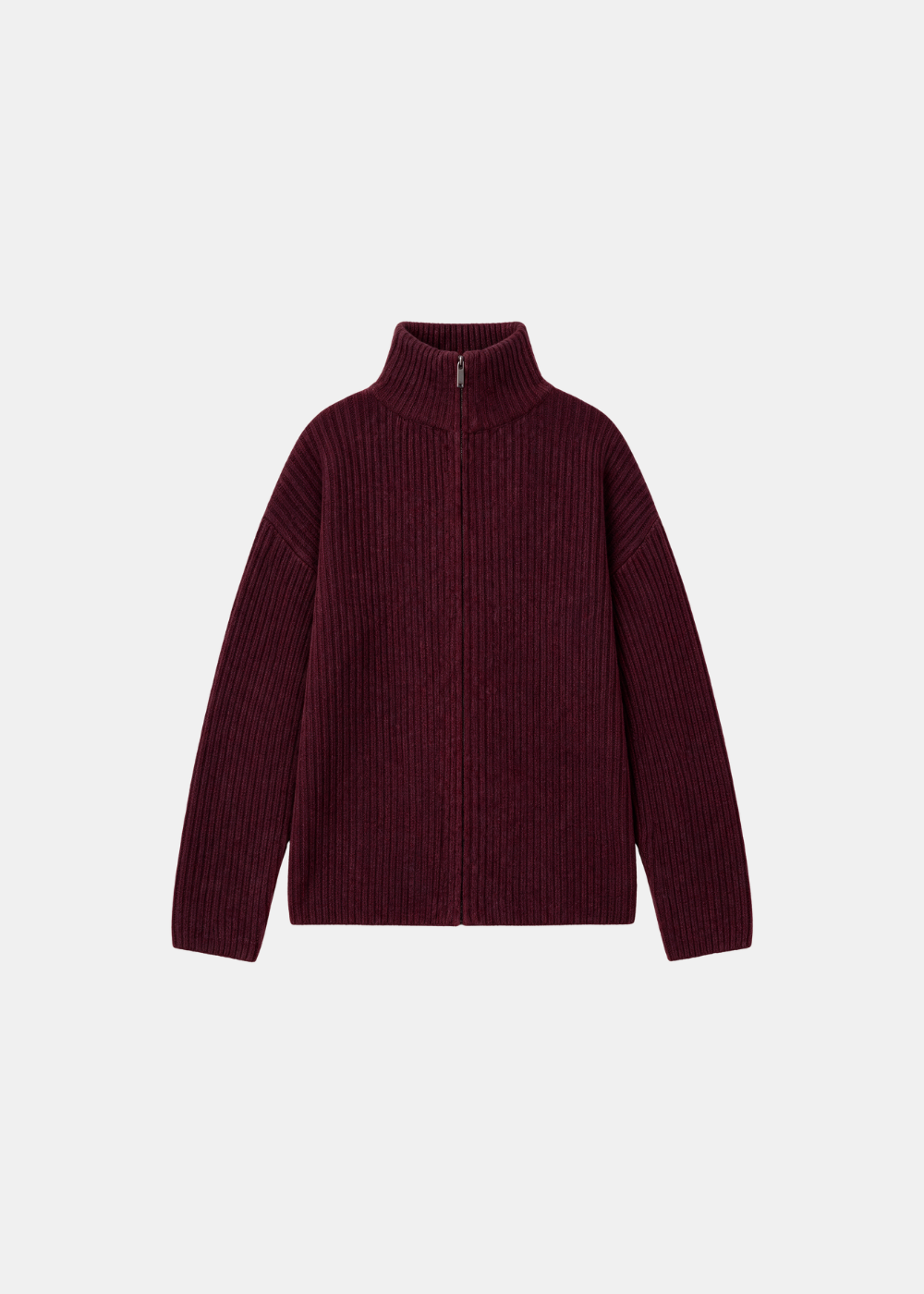Wool Blend Zip Jacket Wine