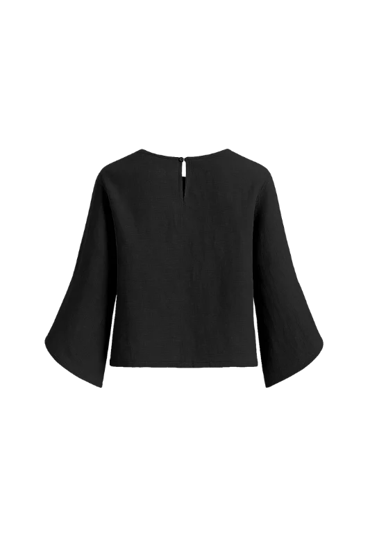 Slit Sleeve Blouse - Black